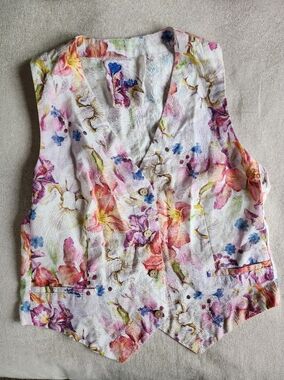 Yuvita Floral 100% Linen Vest